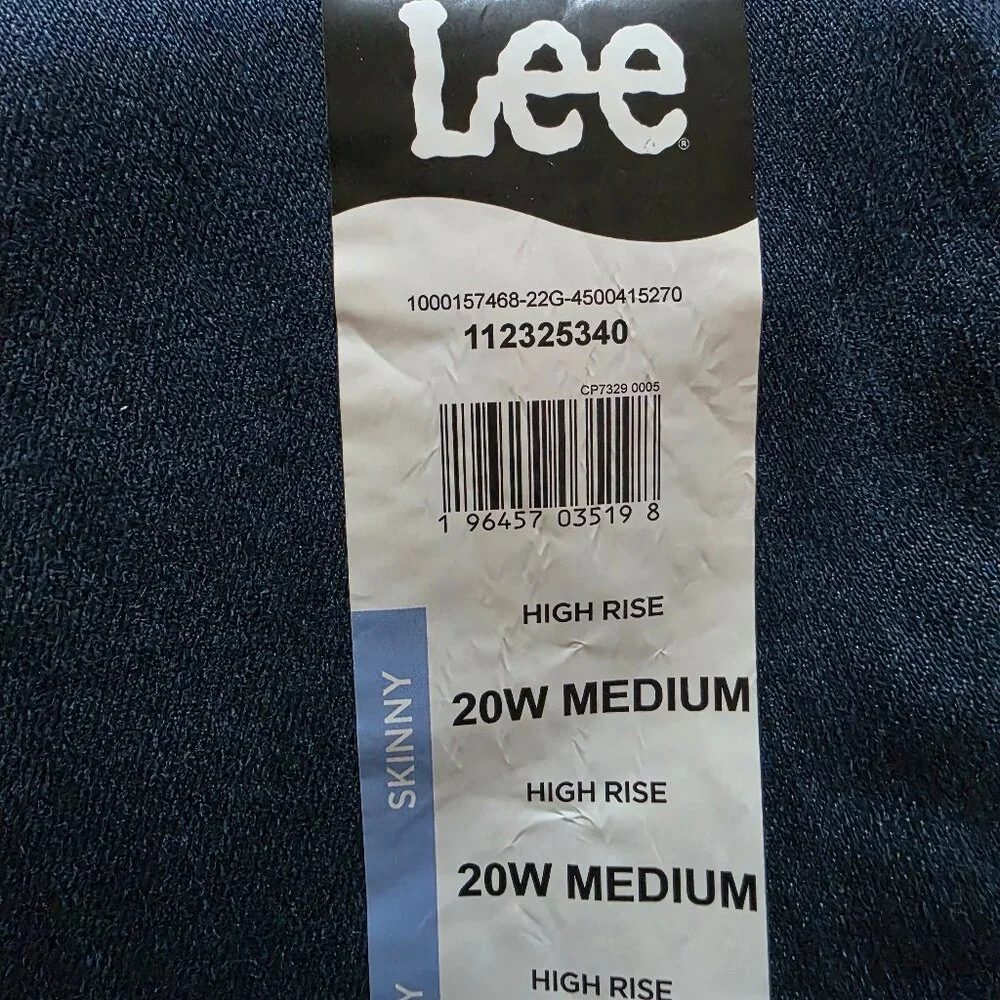 Lee High Rise Skinny Leg Slim Jeans Womens Plus Sz 18W Medium & 20W Medium Blue - Picture 7 of 12